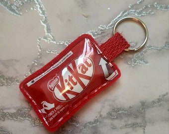 Kit Kat Keyring Handmade using an Upcycled Snack Wrapper by Mylittlesweethearts for Birthdays, Anniversaries or as a Thank You