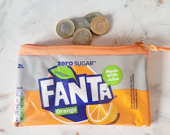 Fanta Orange Purse Handmade using an Upcycled Drinks Wrapper for Birthdays, Anniversaries or as a Thank You