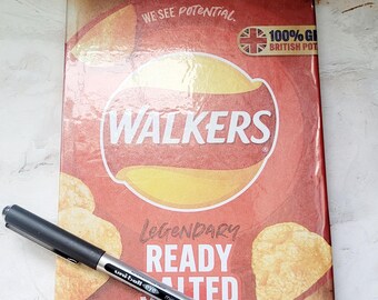 Libreta Walkers Crisp Packet A5 reciclada. Un regalo para los amantes de las patatas fritas.