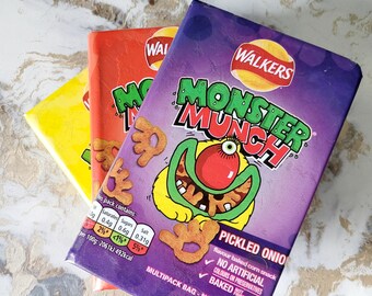Monster Munch A6 Notebook Covered by Hand using Recycled Snack Wrappers by Mylittlesweethearts for Birthdays or as a Thank You