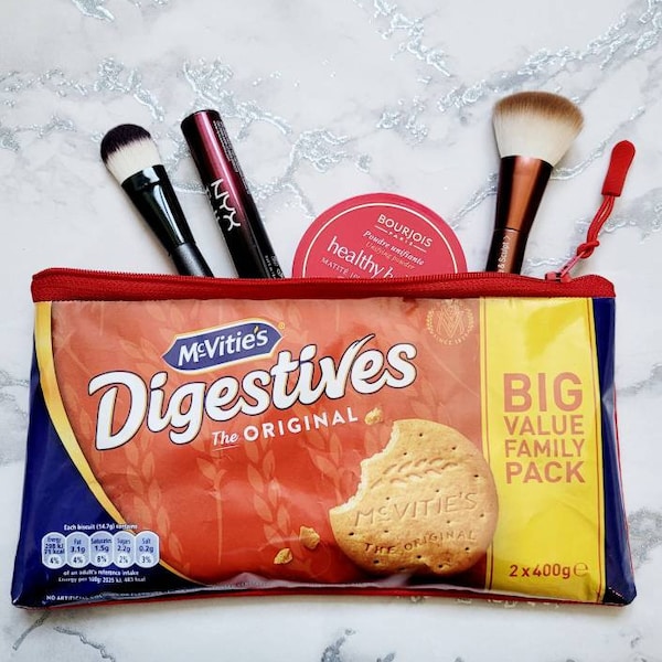 McVities Digestives Grote make-uptas of etui Handgemaakt met behulp van een gerecyclede koekjesverpakking voor verjaardagen, jubilea of als bedankje