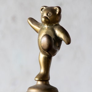 Brass Bear Bell, Tiny Vintage Bear Figurine, Brass Bell, Nursery Decor image 2