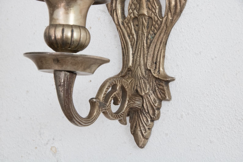 Cast Iron Silver-Plate Candle Wall Sconce, Candlestick Holder Sconce for Taper image 4