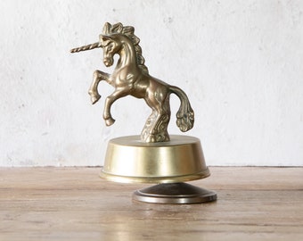 Unicorn Music Box, Vintage Brass Unicorn Figurine