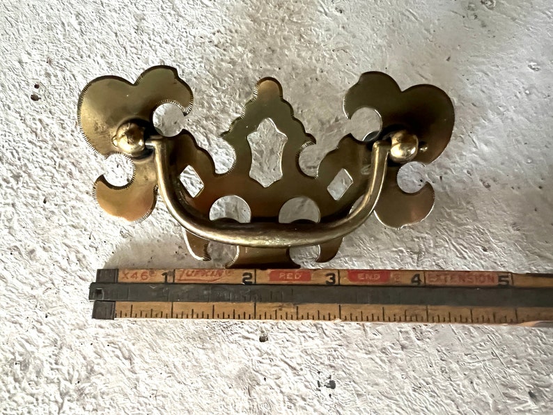 Chippendale Style Drawer Pull, 3 Center to Center, Brass Plated Traditional Bail Pull Hardware image 2