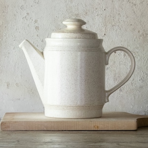 Neutral Stoneware Coffee Pot with Lid, Vintage Minimalist Coffee Server