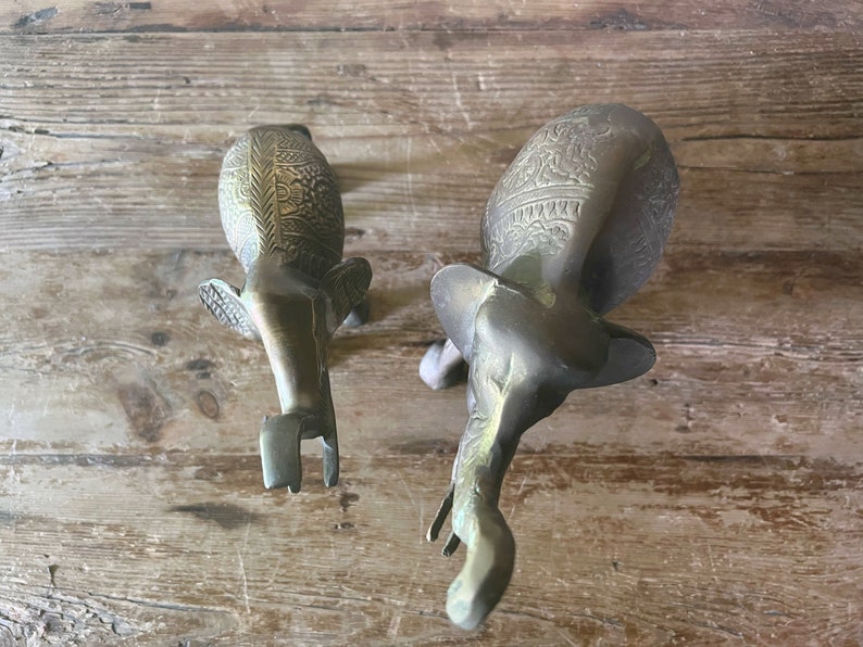 Upward Trunk Brass Elephant Figurine, Vintage Good Luck Elephant, Choose Small or Large image 10