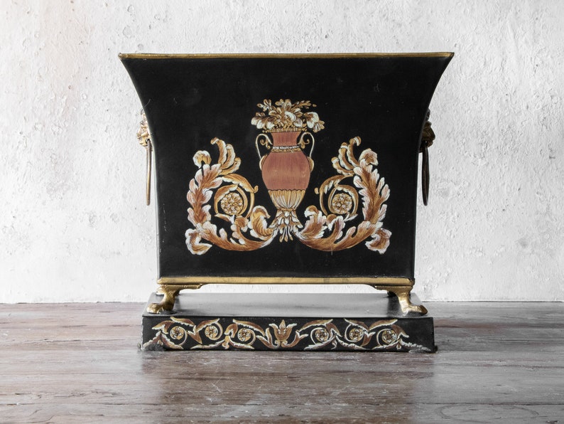 Black Decorative Planter, Rectangular Planter Vase from John Richard Collection image 4