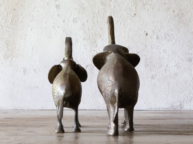 Upward Trunk Brass Elephant Figurine, Vintage Good Luck Elephant, Choose Small or Large image 7