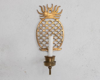 Brass Pineapple Candle Wall Sconce, Candlestick Holder Sconce for Taper or Votive Candle, Hostess Gift