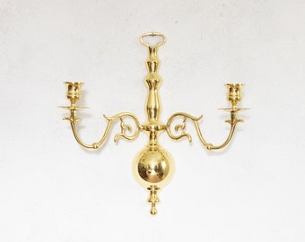 Double Arm Brass Candle Wall Sconce, Candlestick Holder Sconce for Two Taper Candles