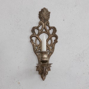 Cast Iron Silver-Plate Candle Wall Sconce, Candlestick Holder Sconce for Taper image 2