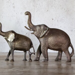 Upward Trunk Brass Elephant Figurine, Vintage Good Luck Elephant, Choose Small or Large image 6