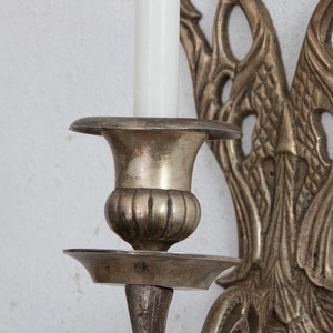 Cast Iron Silver-Plate Candle Wall Sconce, Candlestick Holder Sconce for Taper image 3