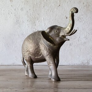 Upward Trunk Brass Elephant Figurine, Vintage Good Luck Elephant, Choose Small or Large image 9