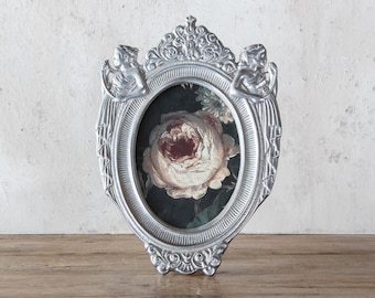 Feminine Tabletop Picture Frame, Vintage Oval Photo Frame, Goddess Frame