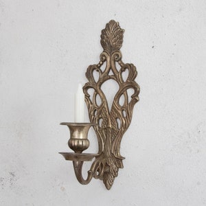 Cast Iron Silver-Plate Candle Wall Sconce, Candlestick Holder Sconce for Taper image 1