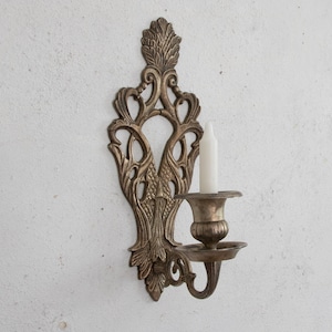 Cast Iron Silver-Plate Candle Wall Sconce, Candlestick Holder Sconce for Taper image 6