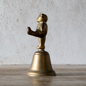 Brass Bear Bell, Tiny Vintage Bear Figurine, Brass Bell, Nursery Decor image 4