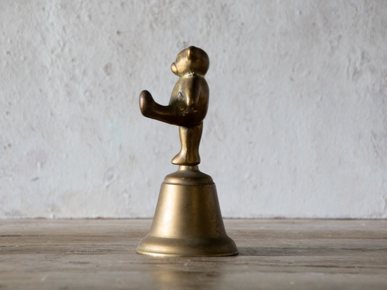Brass Bear Bell, Tiny Vintage Bear Figurine, Brass Bell, Nursery Decor image 4
