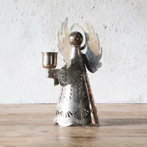 7 Tall Silverplate Angel Candle Holder, Vintage Christmas Angel Taper Candle Holder image 1