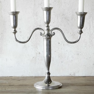 12&quot; Tall Three Arm Candelabra, Vintage Silver Plated Three Branch Candleholder