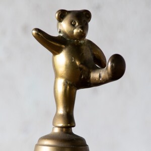 Brass Bear Bell, Tiny Vintage Bear Figurine, Brass Bell, Nursery Decor image 3