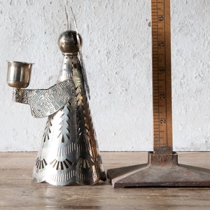7 Tall Silverplate Angel Candle Holder, Vintage Christmas Angel Taper Candle Holder image 3