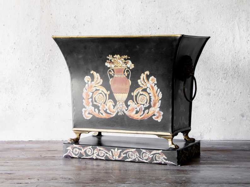 Black Decorative Planter, Rectangular Planter Vase from John Richard Collection image 5