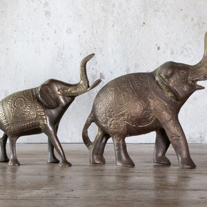 Upward Trunk Brass Elephant Figurine, Vintage Good Luck Elephant, Choose Small or Large image 4