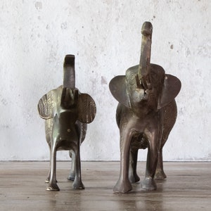 Upward Trunk Brass Elephant Figurine, Vintage Good Luck Elephant, Choose Small or Large image 5