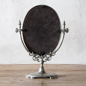 Pewter Tabletop Mirror, Antique Ornate Framed Mirror with Woman image 7