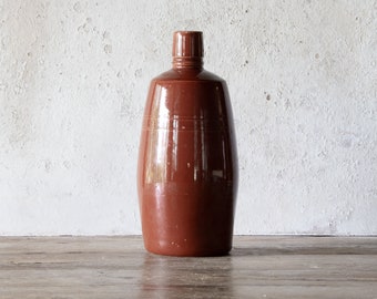Ginger Beer Bottle, 9" Tall Glazed Stoneware Vessel, Bud Vase