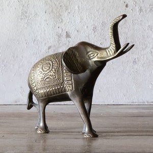 Upward Trunk Brass Elephant Figurine, Vintage Good Luck Elephant, Choose Small or Large image 8