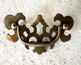 Chippendale Style Drawer Pull, 3" Center to Center, Brass Plated Traditional Bail Pull Hardware