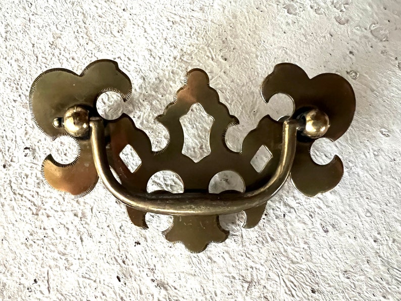 Chippendale Style Drawer Pull, 3 Center to Center, Brass Plated Traditional Bail Pull Hardware image 1