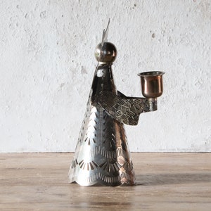 7 Tall Silverplate Angel Candle Holder, Vintage Christmas Angel Taper Candle Holder image 4