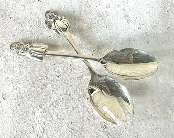 Angel Salad Serving Set, Vintage Silverplated Spoon & Fork Serving Utensils