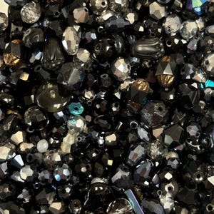 Large Bag Black Mixed Shapes of Vintage Beads Mix - DIY Jewelry