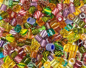 1 oz Large Stripe & Solid Beads 12 - 16 ~ Furnace Art Glass Beads DIY Jewelry Making Earrings Necklaces Bracelets ~ Made in the USA