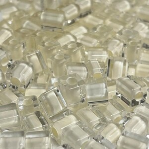 Cloud Dancer Cubes 14 - 15 ~ Furnace Art Glass Beads 1/2 oz DIY Jewelry Making  One of a Kind Blown Glass Beads ~ Proudly Made in the USA