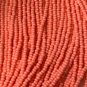 Size 11/0 | Coral OP Solgel | #09351| Preciosa Czech Glass Seed Beads | 6 String Hank | 2mm Rd Rocaille | DIY Jewelry Making | Loom