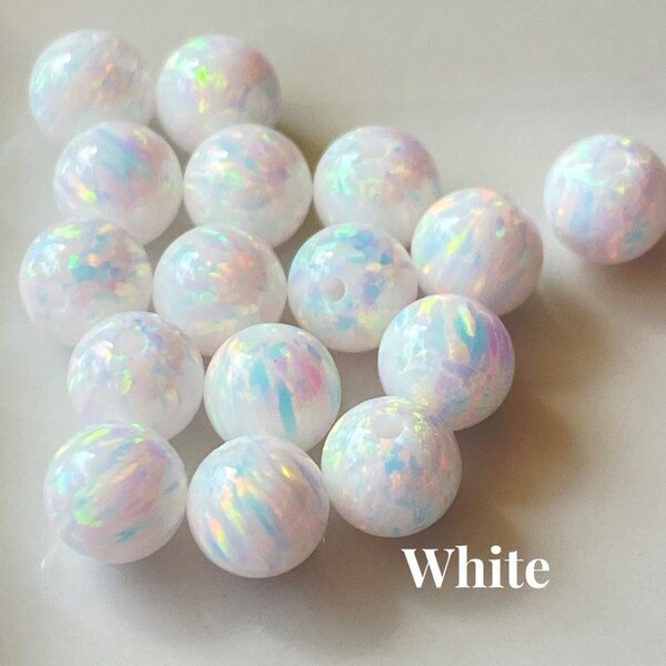 White Opal Smooth Round Bead ~ 2mm, 3mm, 4mm, 5mm & 6mm Sparkling ~ Ships out from USA ~ Lab Created Opals