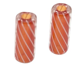 Candy Canes ~ Furnace Art Glass Beads 2pc 12mm Pair DIY Jewelry Making Earrings Bracelets Necklaces