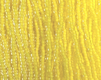 Size 11/0 | Terra Intensive Yellow | #08A86 | Preciosa Czech Glass Seed Beads | 6 String Hank | 2mm Rd Rocaille | DIY Jewelry Making | Loom