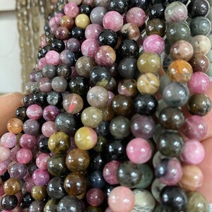 Watermelon Tourmaline Gemstone Bead Strand Genuine Authentic Natural Smooth Round Beads ~ 4mm 6mm 8mm 10mm