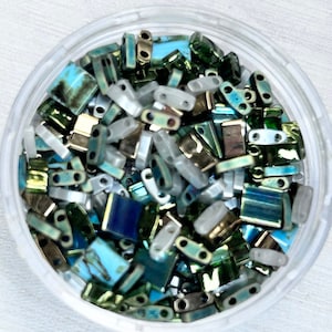Mix Earthly Treasure Miyuki Tila Bead |DIY Bracelet Necklace Earring Making |Two Hole Square Flat Glass 2 Hole 5 x 5mm | 3 Grams