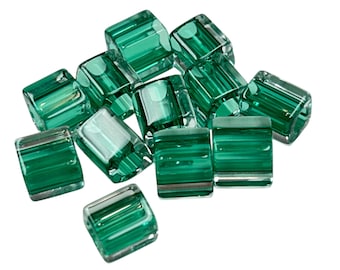 12 LARGE HOLE Transparent Green 1/2 oz  Furnace Art Glass Beads DIY Jewelry Making  One of a Kind Bead ~ Macrame ~ Braid Bead ~ Dread Bead