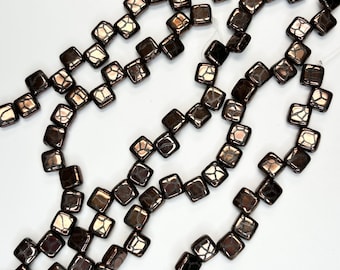 CzechMates Tile Beads ~ Laser #3 ~ Two Hole Square Glass Beads 25pc Strand, 6mm x 6mm Made in the Czech Republic Discontinued Last Ones
