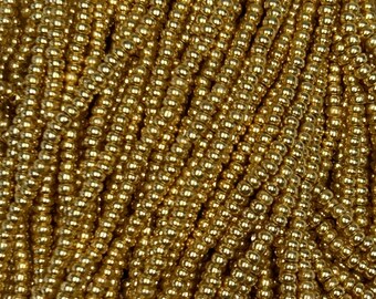 Size 11/0 | Gold Met | #18304| Preciosa Czech Glass Seed Beads | 6 String Hank | 2mm Rd Rocaille | DIY Jewelry Making | Loom